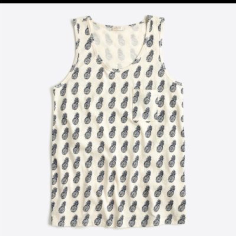 J.Crew beige and navy pineapple tank